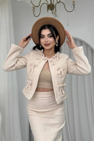 M00788-BEJ Bej ELBİSE