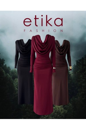 M00789-BORDO Bordo ELBİSE