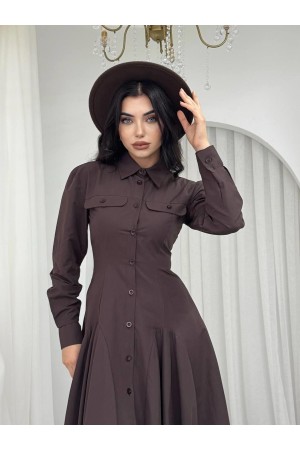 M00790-KAHVE KAHVE ELBİSE