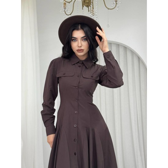 M00790-KAHVE KAHVE ELBİSE