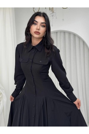 M00790-SIYAH Siyah ELBİSE