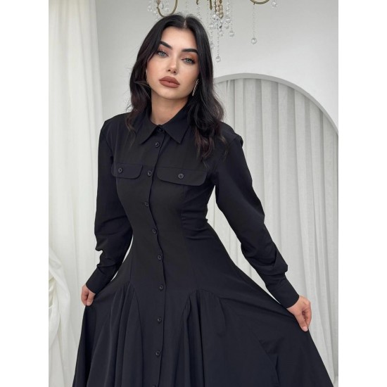 M00790-SIYAH Siyah ELBİSE