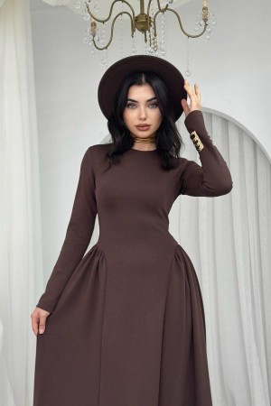M00791-KAHVE KAHVE ELBİSE