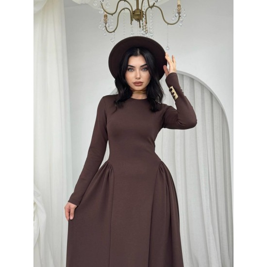 M00791-KAHVE KAHVE ELBİSE