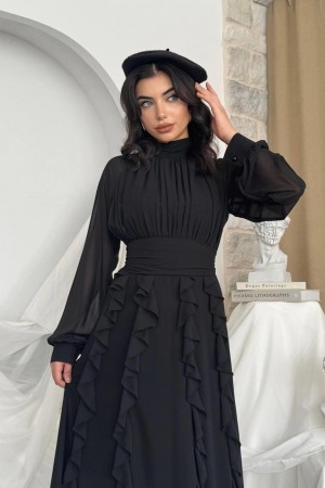 M00796-SIYAH Siyah ELBİSE