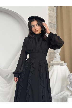 M00796-SIYAH Siyah ELBİSE