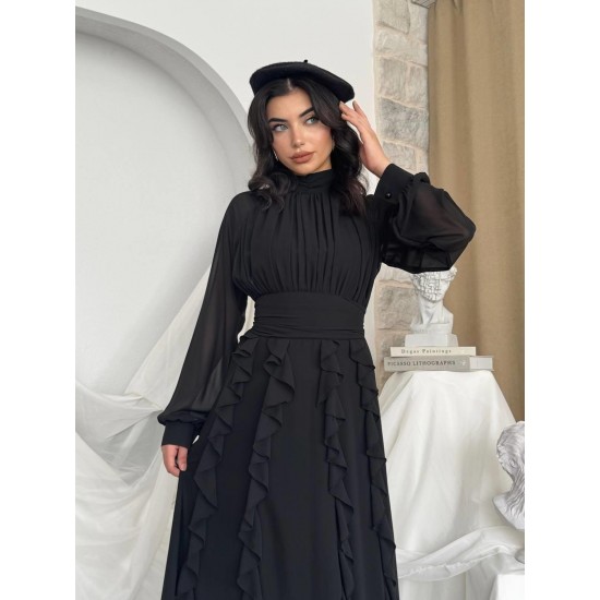 M00796-SIYAH Siyah ELBİSE