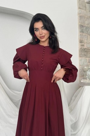 M00797-BORDO Bordo ELBİSE