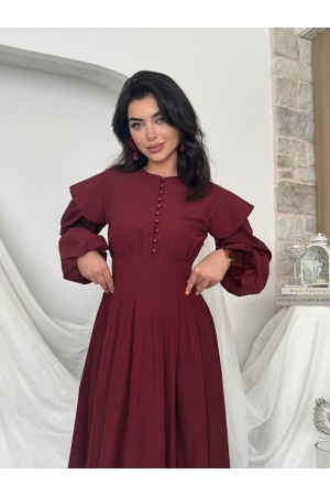 M00797-BORDO Bordo ELBİSE