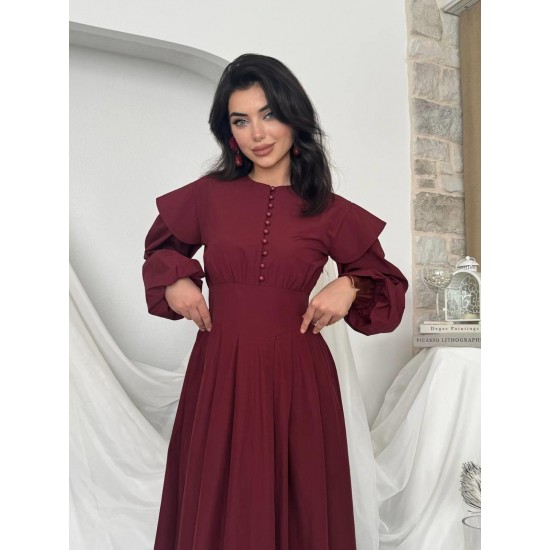 M00797-BORDO Bordo ELBİSE