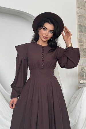 M00797-KAHVE KAHVE ELBİSE