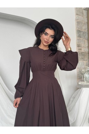 M00797-KAHVE KAHVE ELBİSE