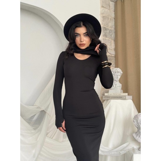 M00801-SIYAH Siyah ELBİSE