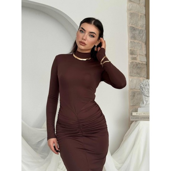 M00804-KAHVE COFFEE DRESS