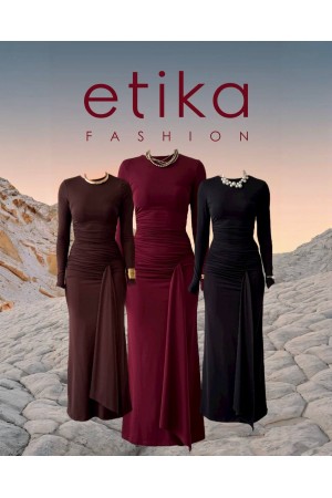 M00807-BORDO Bordo ELBİSE