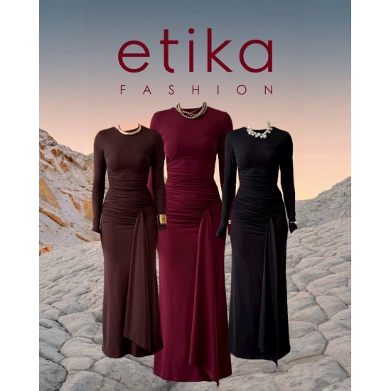 M00807-BORDO Bordo ELBİSE