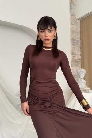M00807-KAHVE COFFEE DRESS