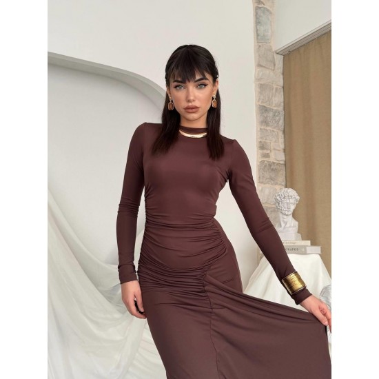 M00807-KAHVE COFFEE DRESS
