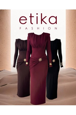 M00808-KAHVE COFFEE DRESS