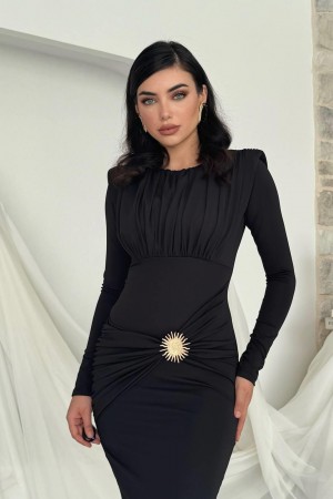 M00808-SIYAH Siyah ELBİSE