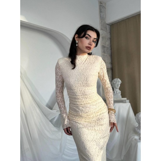 M00810-BEJ Bej ELBİSE