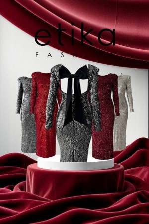 M00812-GRİ Gri ELBİSE