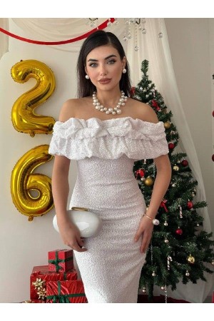 M00816-BEYAZ Beyaz ELBİSE