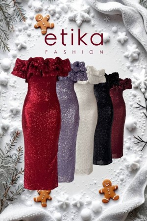 M00816-BORDO Bordo ELBİSE