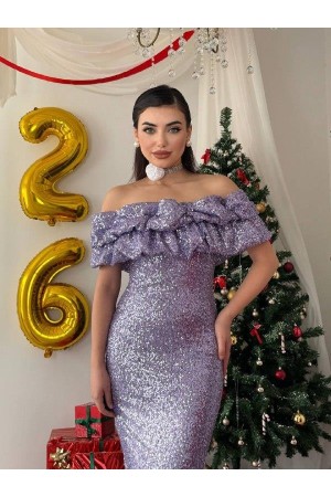 M00816-LILA Lila ELBİSE