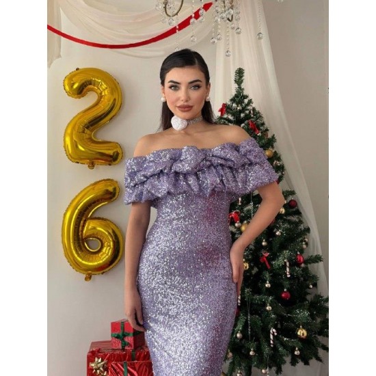 M00816-LILA Lila ELBİSE