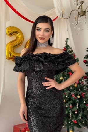 M00816-SIYAH Siyah ELBİSE