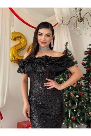 M00816-SIYAH Siyah ELBİSE