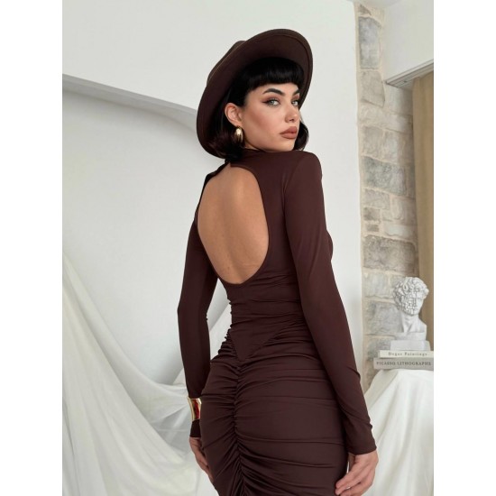 M00820-KAHVE COFFEE DRESS