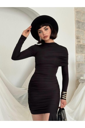 M00822-SIYAH Siyah ELBİSE