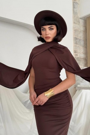 M00823-KAHVE COFFEE DRESS