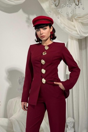 M00824-BORDO Bordo ELBİSE