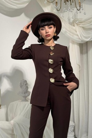 M00824-KAHVE KAHVE ELBİSE