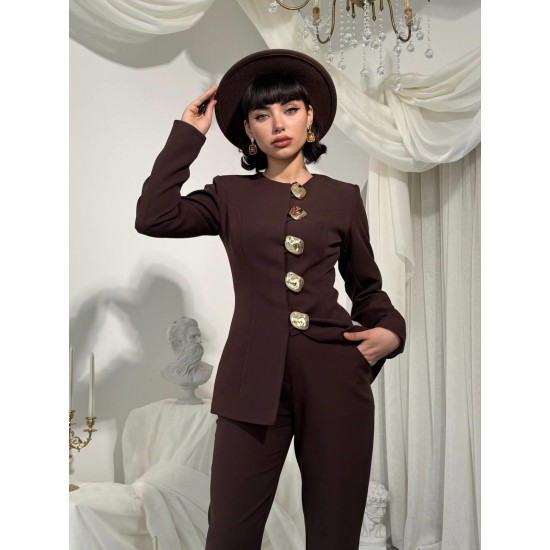 M00824-KAHVE KAHVE ELBİSE