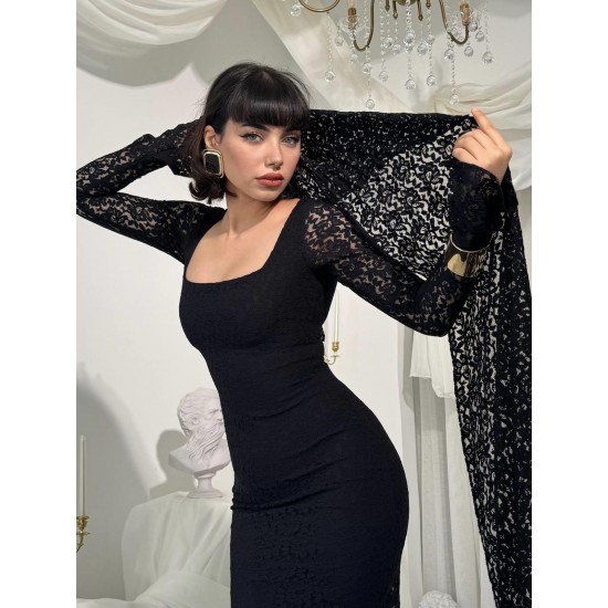 M00825-SIYAH Siyah ELBİSE