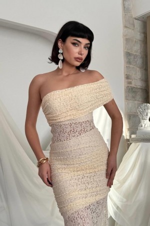 M00826-BEJ Bej ELBİSE