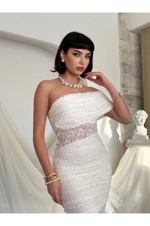 M00826-EKRU EKRU ELBİSE