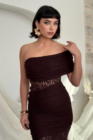 M00826-KAHVE KAHVE ELBİSE