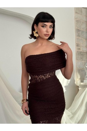 M00826-KAHVE COFFEE DRESS