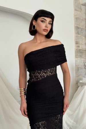 M00826-SIYAH Siyah ELBİSE