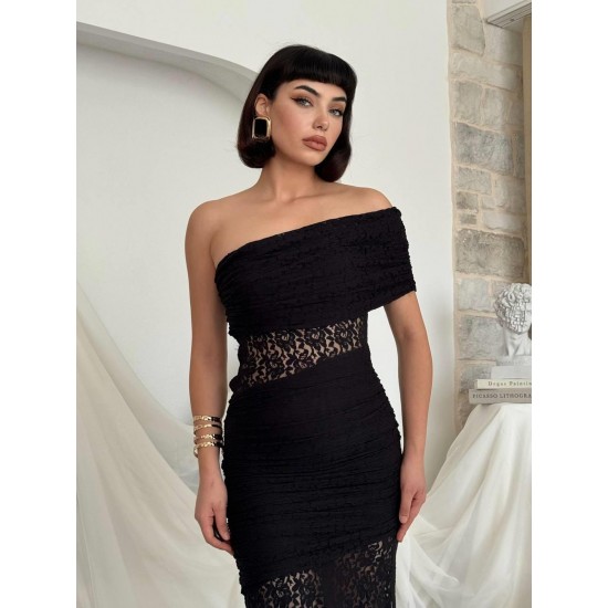 M00826-SIYAH Siyah ELBİSE