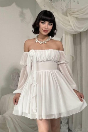 M00830-BEYAZ Beyaz ELBİSE