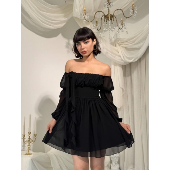 M00830-SIYAH Siyah ELBİSE