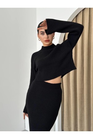 M10025-SIYAH Siyah ELBİSE