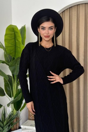 M10047-SIYAH Siyah ELBİSE