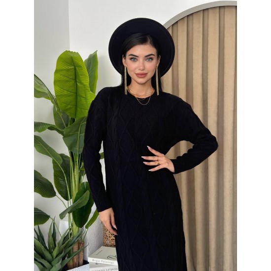 M10047-SIYAH Siyah ELBİSE